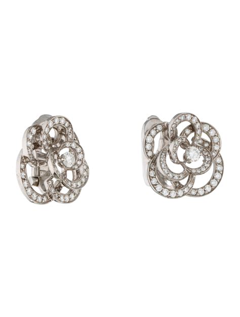 chanel diamond camellia pendant|chanel camelia earrings.